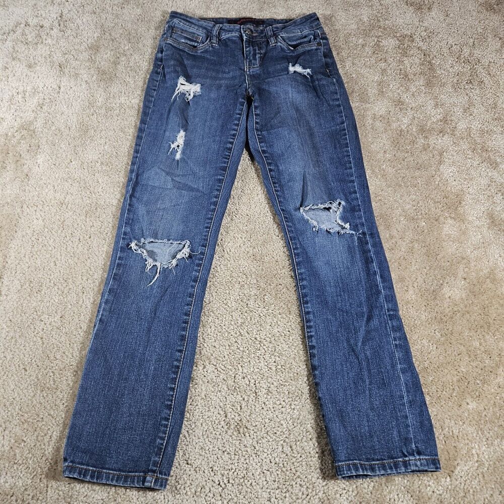 Dollhouse Women's Blue Distressed & Destroyed Straigh Jeans Size 5 EUC
